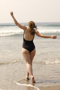 low back black vintage one-piece swimsuit